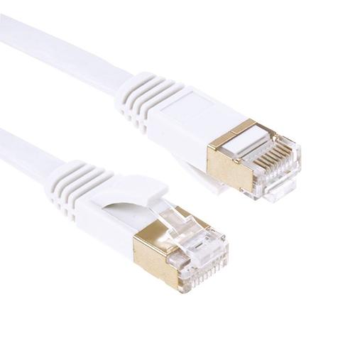 Câble LAN plat ultra-mince de réseau Ethernet de tête de CAT7 à grande vitesse 10Gbps plaqué par or de 20m