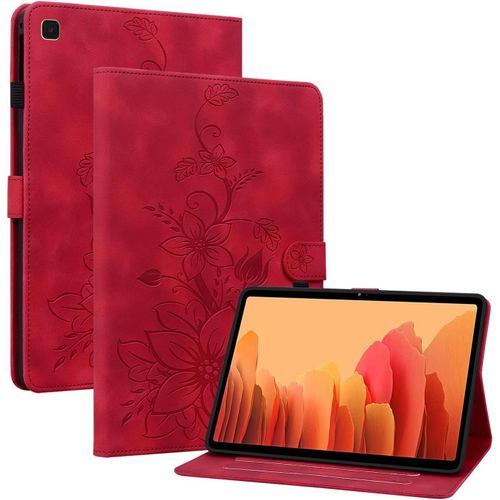 Eryi-Coque Pour Samsung Galaxy Tab A7 10,4 Pouces 2022/2020 Sm-T500 T505 T507, Multi-Angles De Visualisation Housse De Protection En Similicuir Avec Porte-Carte Couverture Motif Lys, Rouge
