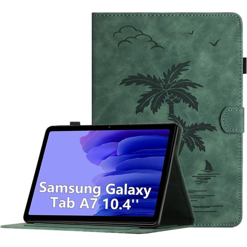 Eryi-Coque Pour Samsung Galaxy Tab A7 10.4 Pouces 2022/2020 Sm-T509 / T500 / T505 / T507 Housse De Protection Multi-Angles Étui En Cuir Pu Avec Fente Pour Carte,Auto Réveil/Sommeil, Vert