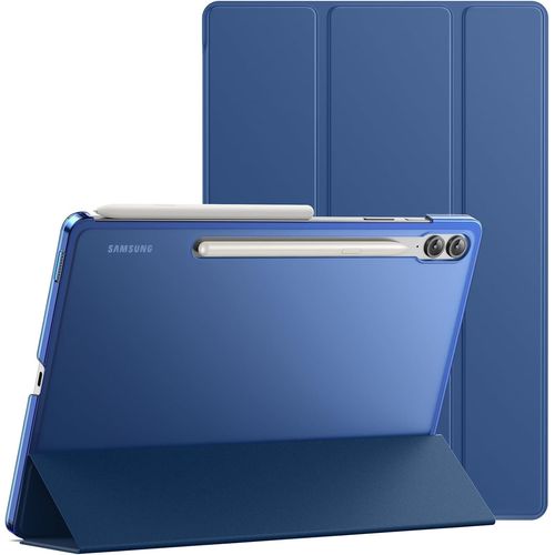 Eryi-Coque Pour Samsung Galaxy Tab S9 Fe+ / S9 Fe Plus 12,4 Pouces, Étui Housse Protection Tablette Fine Folio Support Dos Translucide À Trois Volets, Soutien Chargement Du S Pen (Marine)