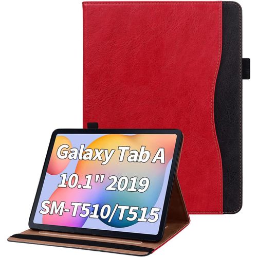 Eryi-Housse Tablette Coque Pour Etui Samsung Galaxy Tab A 10.1 2019 (Sm-T510/T515) Avec Pochette Et Support Housse De Protection En Cuir Pu Tablette Etui, Rouge