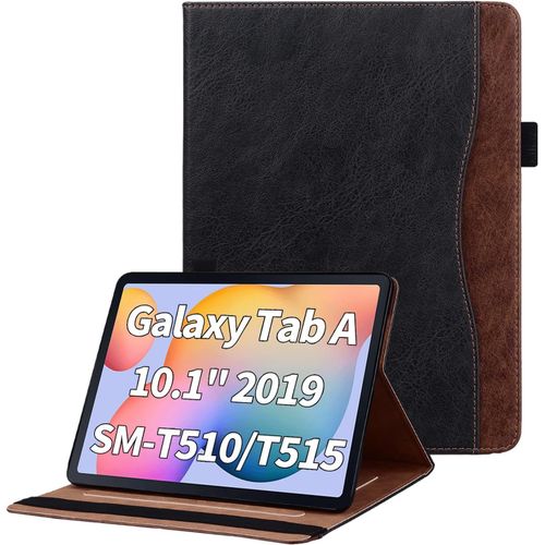 Eryi-Housse Tablette Coque Pour Etui Samsung Galaxy Tab A 10.1 2019 (Sm-T510/T515) Avec Pochette Et Support Housse De Protection En Cuir Pu Tablette Etui, Noir