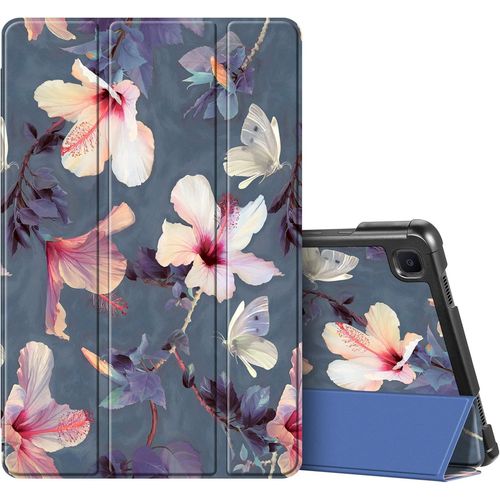 Eryi-Coque Pour Samsung Galaxy Tab A7 10.4 Pouces 2020/2022, Etui Protection Mince Léger, Housse Pochette Rigide Anti-Chute Cover Fonction Veille/Réveil Automatique, Hibiscus