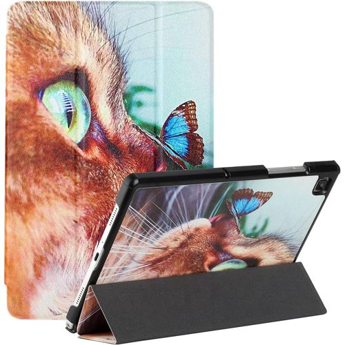 Eryi-Tablet Coque Pour Samsung Galaxy Tab A7 10.4 (2020 Release)/T500/T505, Pu Cuir Flip Housse Étui Support Coque De Tablet, Léger Housse Tablette Cover [Sommeil/Réveil Automatique] (Chat)