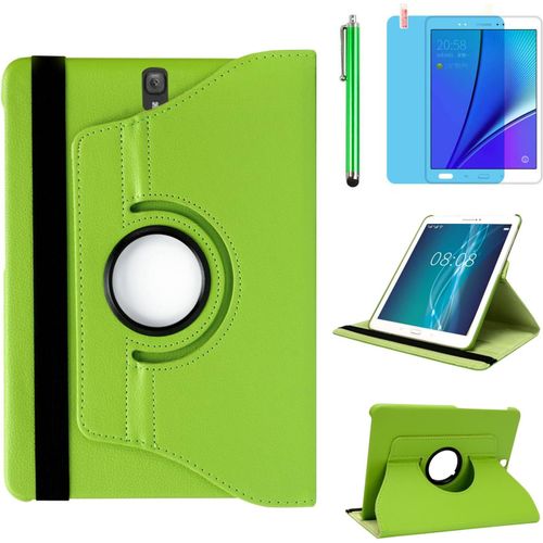 Eryi-Étui Housse Coque Pour Samsung Galaxy Tab S3 9.7 Pouces 2017 (Sm-T820 Sm-T825) - 360 Degrés Rotation Full Protection Kickstand Case Cover,Avec Un Stylo,Écran Film (Green)
