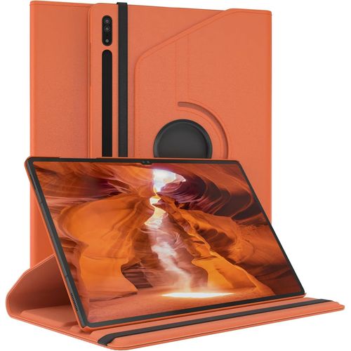 Eryi-- Pochette Pour Tablette Samsung Galaxy Tab S8 Ultra Housse De Protection 14,6 Pouces Smart Cover Tablet Case Rotation À Placer Pivotant À 360° Avec Fonction De Support Similicuir Orange