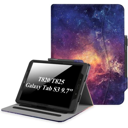 Eryi-Housse Pour Samsung Galaxy Tab S3 9.7 Sm-T820 / T825 - Coque De Protection Multi Angles Etui Tablette Avec Pochette De Cartes, Fonction Sommeil/Réveil Automatique, Galaxie