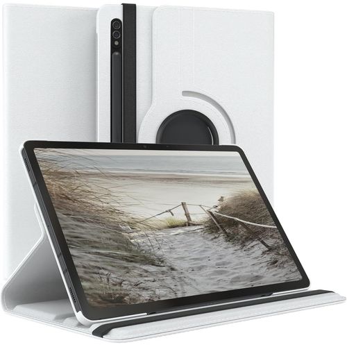Eryi-- Pochette Pour Tablette Samsung Galaxy Tab S8 Housse De Protection 11 Pouces Smart Cover Tablet Case Rotation À Placer À Rabat Pivotant À 360° Avec Fonction De Support Similicuir Blanc