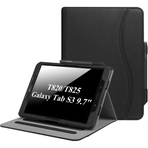 Eryi-Housse Pour Samsung Galaxy Tab S3 9.7 Sm-T820 / T825 - Coque De Protection Multi Angles Etui Tablette Avec Pochette De Cartes, Fonction Sommeil/Réveil Automatique, Noir
