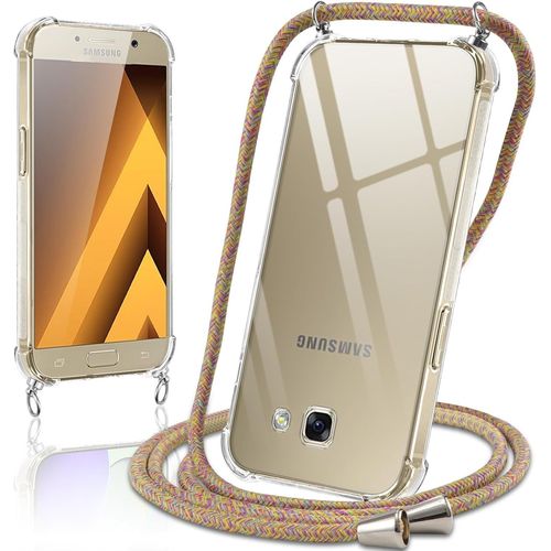 Eryi-Coque Avec Cordon Pour Samsung Galaxy A5 2017 5,2"", Collier Réglable Téléphone Étui Portable Lanyard Case Transparent Ultra Souple Silicone Tpu Housse Antichoc Protection Cover, Jaune
