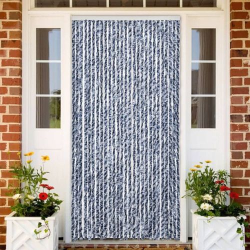 Rideau Anti Mouches Bleu Et Blanc 100x230 Cm Chenille