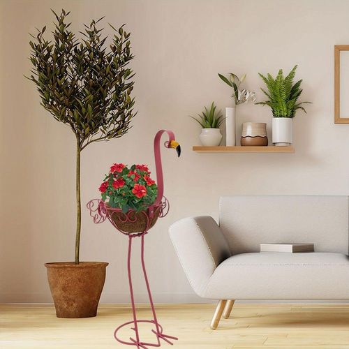 2x Flamingo Planter Stand Decorative Flower Pot Animal Statues Flower Pot