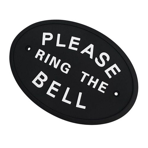 1pc Silver PLEASE RING THE BELL Garden House Wall Door Plaque Sign In Black