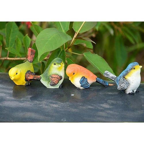 4 Pcs Résine Artificielle Oiseau Plume Réaliste Maison Jardin Décor Ornement