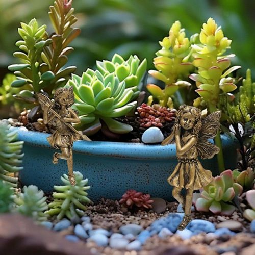 2 Pièces Fairy Sisters Statue Flower Pot Accessoires Pour Le Décor De Bureau