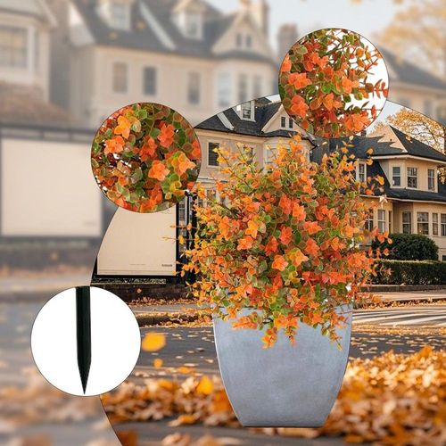 Plantes artificielles de jardin, tuteur deucalyptus, fleurs