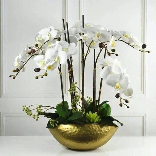 Golden Plant Pot Floral Accessory Flowerpot pour le salon du festival de la