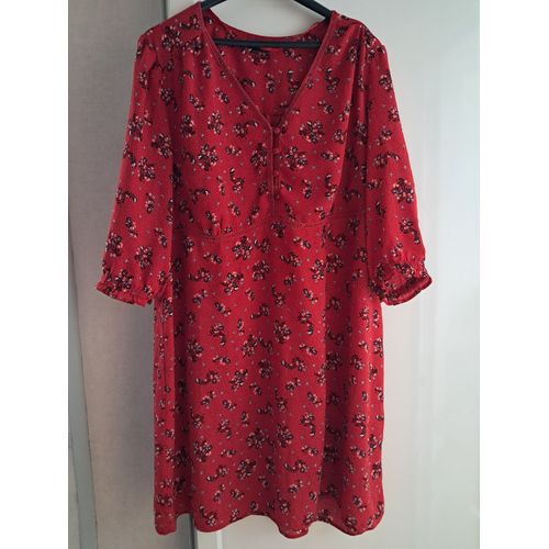 Robe Taille 52 Rouge Motif Floral Kiabi