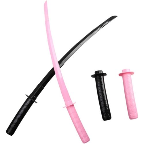 DDA-2 Pièces Jouet D'Épée Samouraï Rétractable,3D Printed Toy Retractable Sword,3D Printing Gravity Retractable Samurai Sword,Épée Télescopique Imprimée,pour Enfants Et Adultes(Rose,Noir)