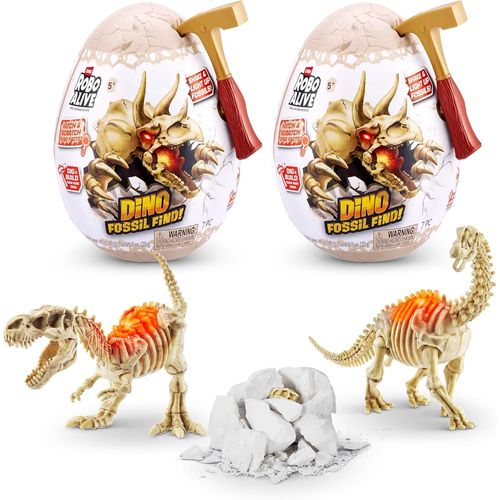 DDA-Mini Dino Fossil Find (2 Pack, T-Rex & Brontosaurus) by ZURU Boys 4-8 Dig and Discover, STEM, Excavate Prehistoric Fossils, Educational Toys, Great Science Kit Gift for Girls and Boy, Magma