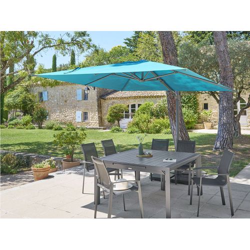 Parasol Déporté Carré Melhia Bleu Canard - 3 X 3 M - Hespéride