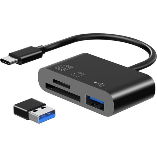 Lecteur de Carte SD USB C, 3en 1USB C vers Adaptateur SD/Micro SD/USB 2.0, Lecteur de Carte Mémoire TF Compatible avec Les Appareils de Type C comme Samsung, MacBook, Ordinateur Portable, Tablette