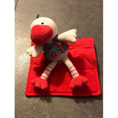 Doudou Orchestra Premaman Canard Rose Blanc Robe  Bleu Fleur Grelot Scratch 