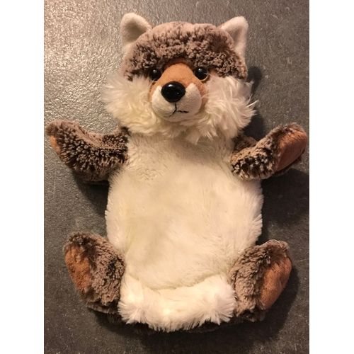 Doudou Créations Dani Marionnette chien Loup Marron Chiné Blanc