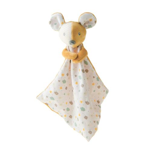 Doudou Mouchoir Souris, Soft Friends Baby, Jaune Moutarde