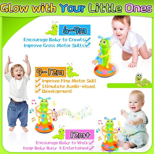 Jouet Dansante Enfant 1 An,Jouets De Saxophone De Chenille Avec Lumière Et Musique,Créatif Jouets Cadeau Pour Bébé 3 6 9 12 24 Mois