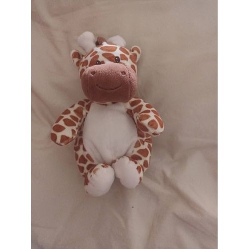 Doudou Peluche Gipsy Vache Zebre Girafe Hippopotame Beige Marron Tache Caramel 20cm