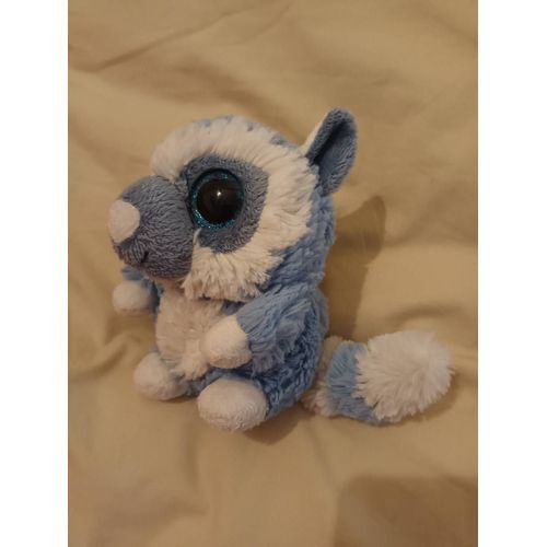 Doudou Peluche Ty Bleu Blanc Rayé Chat Lemurien Koala Raton Gros Yeux Bearring