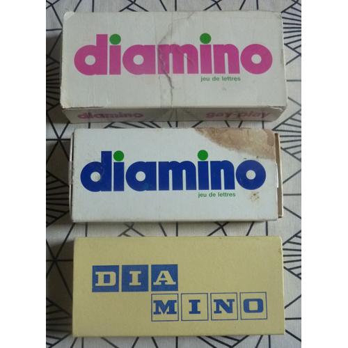 Lot De 3 Boites Du Jeu De Lettres Diamino Avec Régle Du Jeu Éditions Gay Play , 2 Complet 63 Lettres Chacun Et 1 Incomplet 46 Lettres