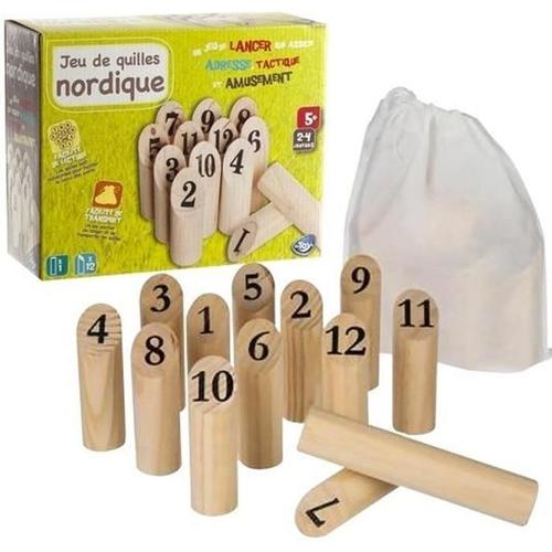 Jeu De Quilles Finlandais En Bois - Marque - Modèle - 12 Quilles - Bâton De Lancer - Pour Adulte