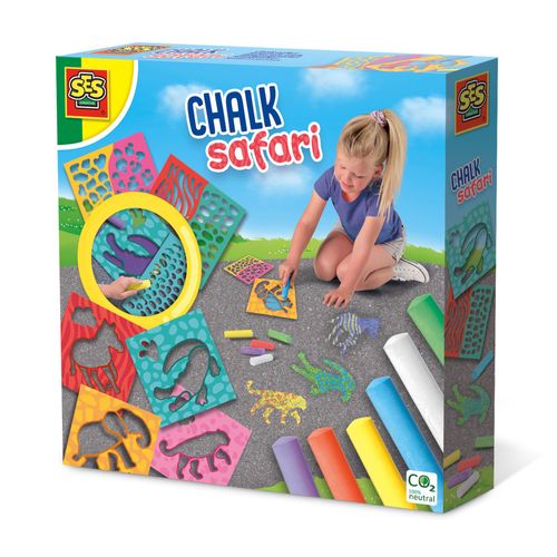 Ses Creative Safari À La Craie Pour Troittoir, Jeu De Pochoirs De Dessin Pour Enfants, 3 An(S), Multicolore, 12 Pièce(S)