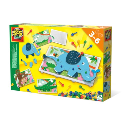 Ses Creative Puzzles En Mosaïque D?Animaux Sur Plaque, 3 An(S), Garçon/Fille, Enfant, Crocodile, Eléphant, Singe, Multicolore, 100 Pièce(S)