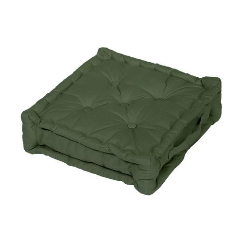 Coussin Tapissier En Coton 50x50x10 Cm Panama Kaki, Par Soleil D'ocre