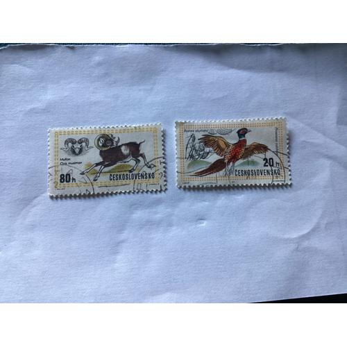 Lot De 2 Timbres, Animaux, Tchécoslovaquie, Année 1971.