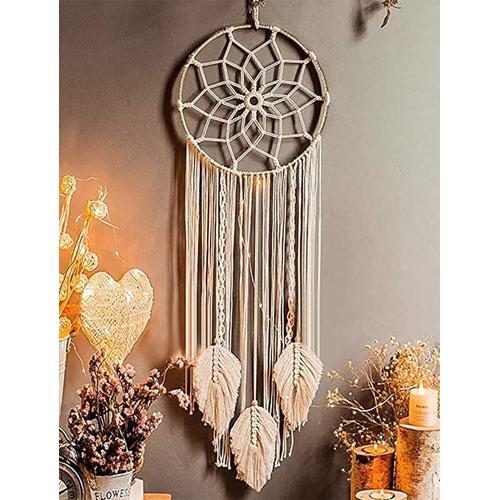 Nice Dream Attrape Rêve Géant Attrape Rêve Macramé avec Plumes tissées à Suspendre au Mur, Fait à la Main, bohème, décoration d'intérieur, Cadeau, 100 x 25 cm