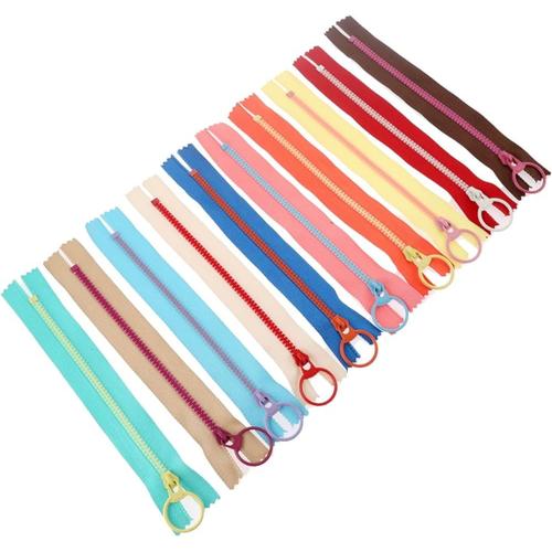 Lot De 10 Fermetures Éclair En Résine De 10 Couleurs Différents 15cm Et Le Zip En Anneau