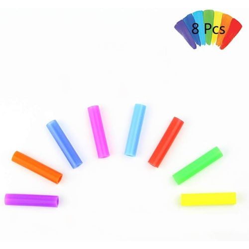 Lot De 8 Embouts En Silicone De Qualité Alimentaire Anti-Brûlure Réutilisables Pour Pailles En Acier Inoxydable De 6 Mm De Large (6 Mm De Diamètre Extérieur)