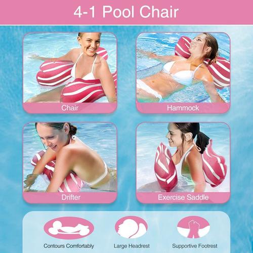 Flottantes Hamac, Hamac Gonflable Chaise Longue Gonflable Piscine Multi-Usage Pliable Flottantes Hamac Portable Flotteur Ultraléger (Rouge)