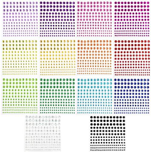 2300+ Pcs Strass Autocollants, Strass Visage Auto-Adhésif Bling Maquillage Strass Pierres Précieuses Autocollants Pour Diy Artisanat Nail Body Maquillage Décoration - 3mm 4mm 5mm 6mm 