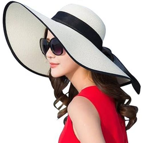 Femme Capeline De Paille Chapeau À Large Bord Casquettes Anti-Soleil Respirant Anti Uv Chapeau De Paille Plage Chapeau De Soleil Upf 50+