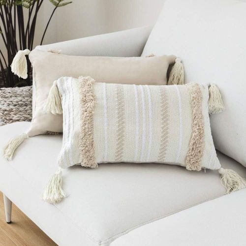 Housses De Coussin Modernes 1pcs Simples Et Géométriques - Tricotées - Décoratives - Beige - Pour Canapé Et Salon