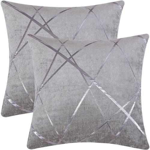 Gris Argenté Luxe Velours Coussin 50x50cm Couvre Cas, Coussin De Confortable D'accent, Le Meilleur Carré Décoratif Couvre D'oreiller Sofa De Divan De Lit De Canapé16 Ensemble De Deux