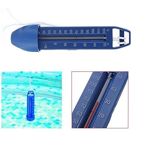 Grand thermomètre de piscine avec corde, poche intégrée et résistant aux éclats, idéal pour toutes les piscines extérieures/intérieures, spas, bains à remous et bassins