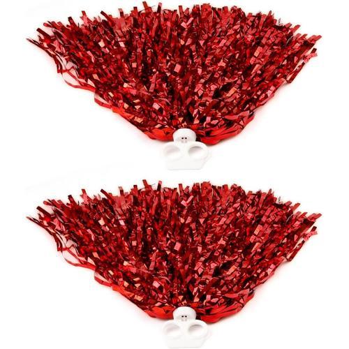 2pcs 50g 11.8 ' Cheerleading Pom-Pom Rouge Girl Anneau Pom Poms Sports Party Accessoires Danse Balle Parti Cheer Pom Pour Colleage Esprit D'équipe Événements Corporatifs