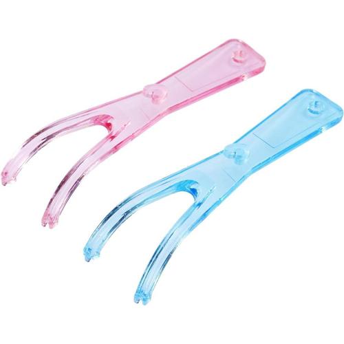 (Rose + Bleu)2pcs Porte-Fil Dentaire Réutilisable Floss Pick Produits Dentaires Nettoyage Des Dents Porte-Fil Dentaire 