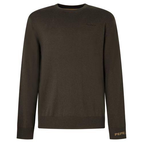 Pepe Jeans Pull En Maille Homme - Andre Crew Neck, Cachemire, Uni Bleu Foncé L (Large)